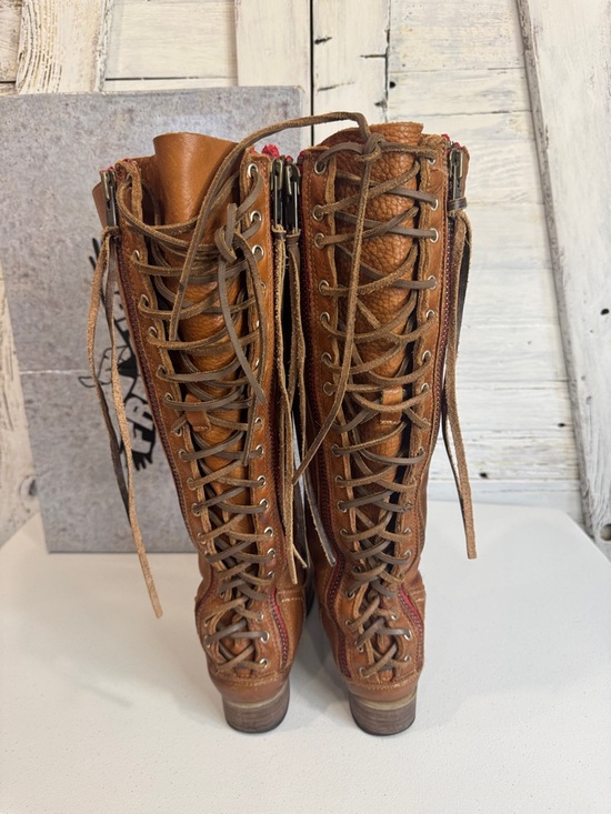 Freebird Tan Leather Tall Boots with Lace Up Shaft - Picture 2 of 15